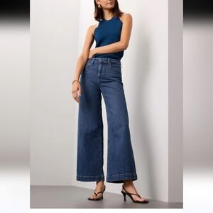 Paige Wide Leg Harper Jeans Womens Size 32 Dark Wash